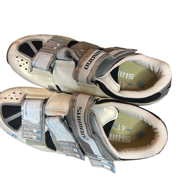 Shimano SPD Clip-In Cycling Shoes Women’s 41 Silver Black Velcro Road Bike - Picture 7 of 12